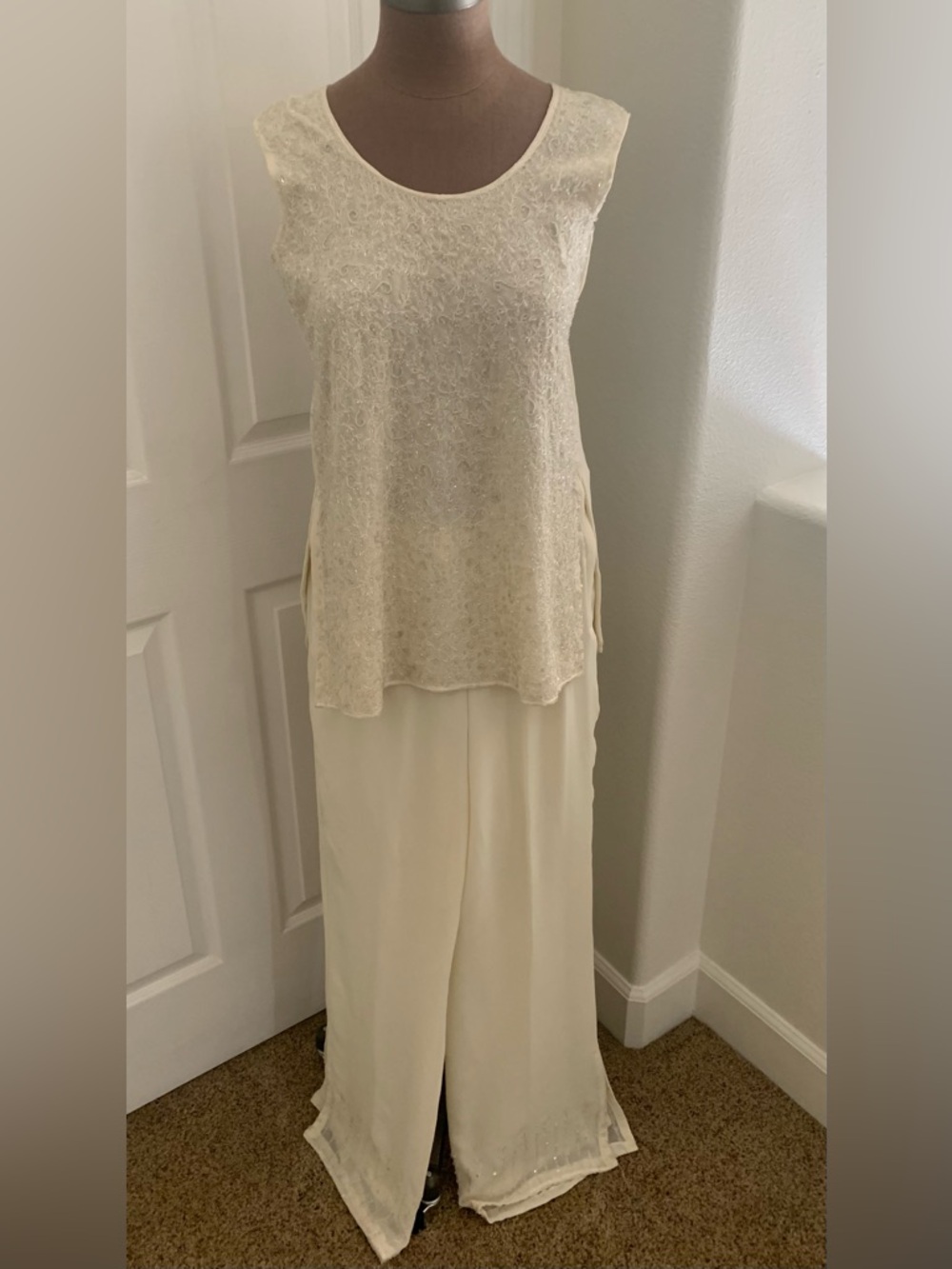 Indian inspired Custom made Ivory Women's Dress Pant Ensemble